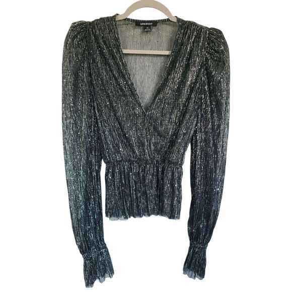 Sabina Musayev Liya Blouse Top Black Sequins Size XS - Picture 3 of 8